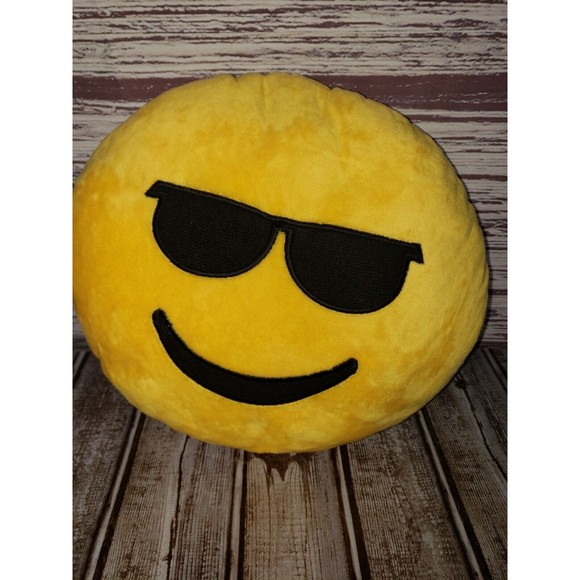 Emoji Smiley Yellow Collectible Pillow Wearing Sunglasses Vintage - Picture 1 of 2